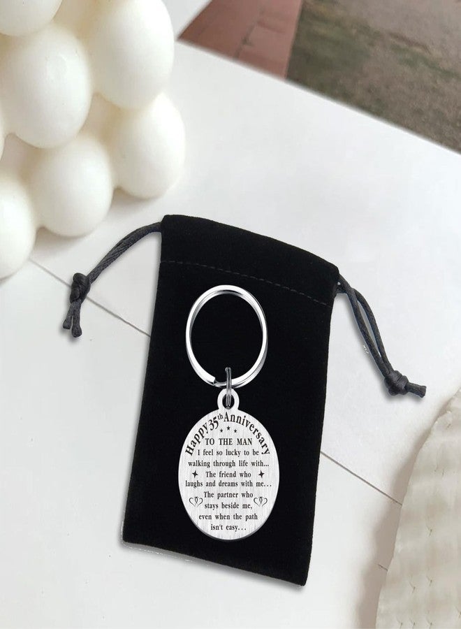 TANWIH 35th Wedding Anniversary Keychain Gifts, Best Husband Since 1990, 35 Year Anniversary Decoration for Him Men - Image 5